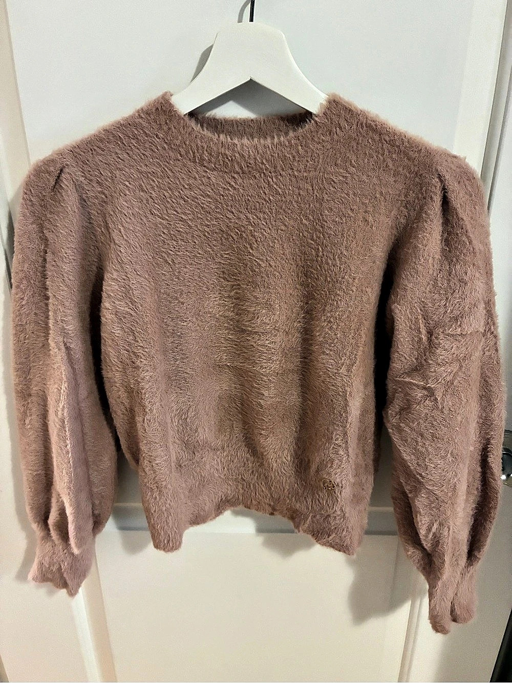 Mayoral Faux Fur Knit Sweater in Dusty Rose
